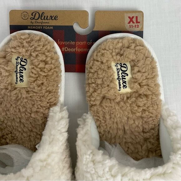 Merry & Bright Slippers Teddy Slide Dearfoams Women's XL 11/12 Rainbow Stitching - Picture 3 of 11